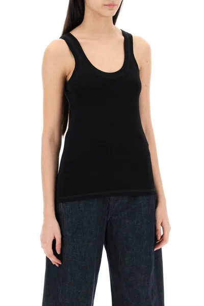 Shop Lemaire Ribbed Sleeveless Top With In Nero