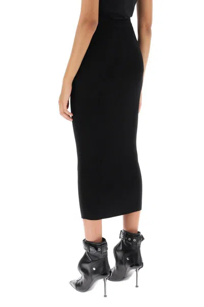 Shop Alexander Mcqueen Ribbed-knit Pencil Skirt In Nero