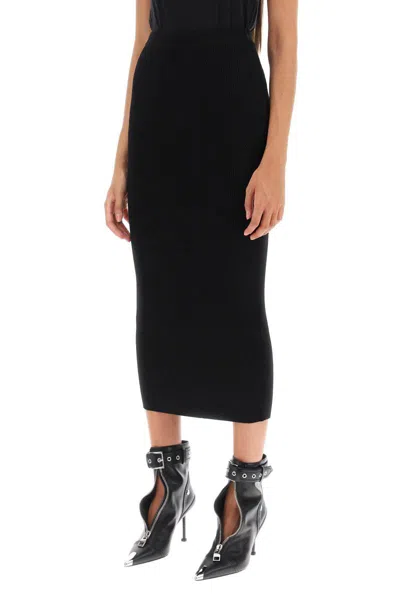 Shop Alexander Mcqueen Ribbed-knit Pencil Skirt In Nero