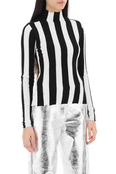 Shop Interior Ridley Striped Funnel-neck Sweater In Bianco