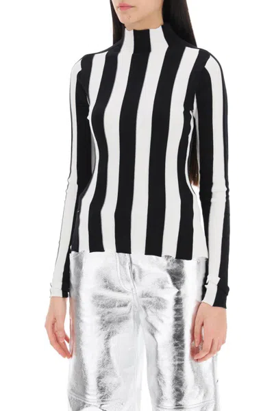 Shop Interior Ridley Striped Funnel-neck Sweater In Bianco