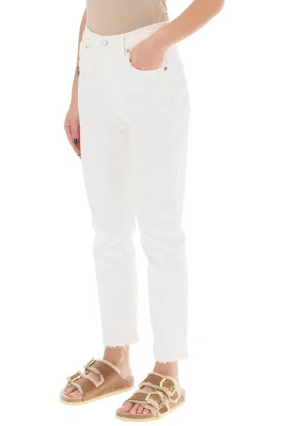 Shop Agolde Riley High-waisted Cropped Jeans In Bianco