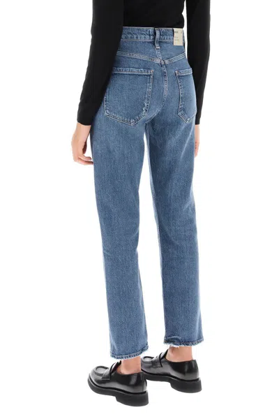 Shop Agolde Riley High-waisted Jeans In Blu