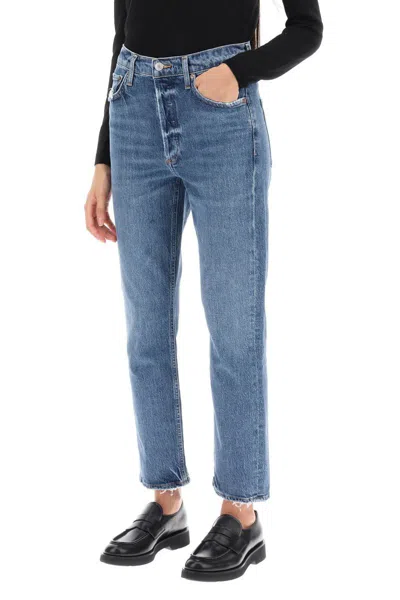 Shop Agolde Riley High-waisted Jeans In Blu