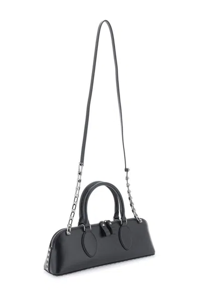 Shop Valentino Rockstud E/w Leather Handbag In Nero
