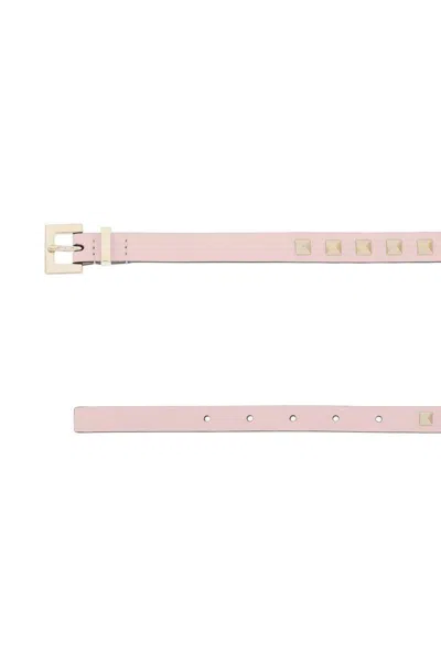 Shop Valentino Rockstud Leather Belt In Rosa
