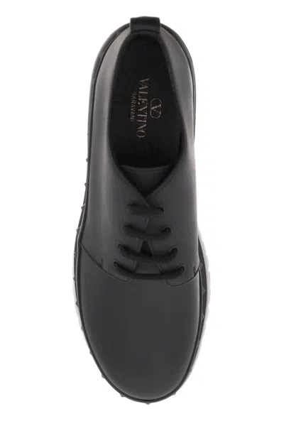 Shop Valentino Rockstud M-way Leather Derby Shoes In Nero