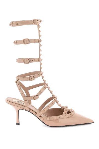 Shop Valentino Rockstud Pumps With Straps In Rosa