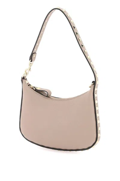 Shop Valentino Rockstud Mini Hobo Bag In Rosa