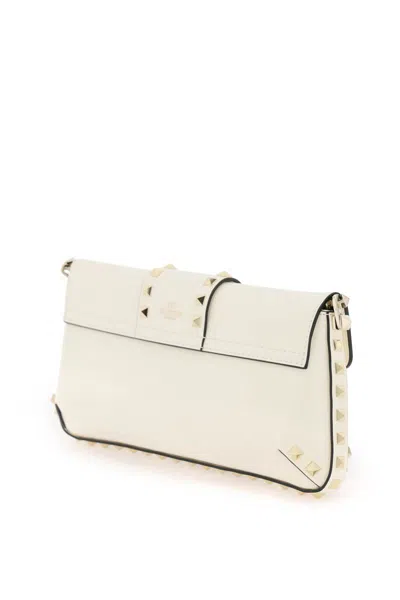 Shop Valentino Rockstud Shoulder Bag In Bianco