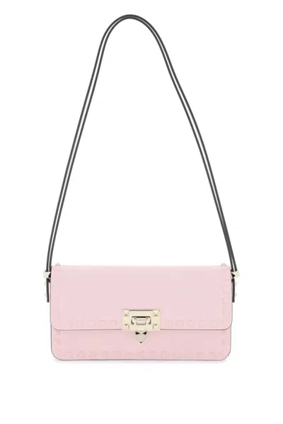 Shop Valentino Rockstud23 East-west Leather Shoulder Bag In Rosa