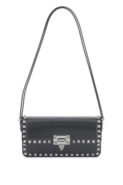 Shop Valentino Rockstud23 East-west Leather Shoulder Bag In Nero