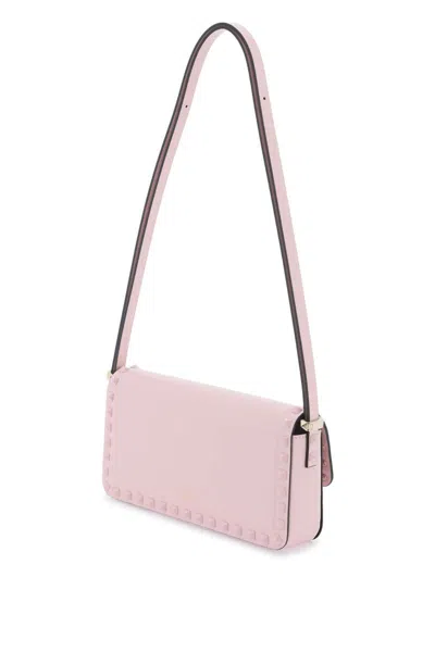 Shop Valentino Rockstud23 East-west Leather Shoulder Bag In Rosa