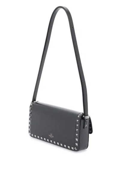 Shop Valentino Rockstud23 East-west Leather Shoulder Bag In Nero
