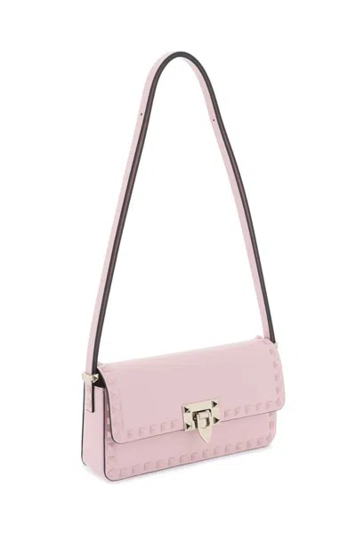 Shop Valentino Rockstud23 East-west Leather Shoulder Bag In Rosa