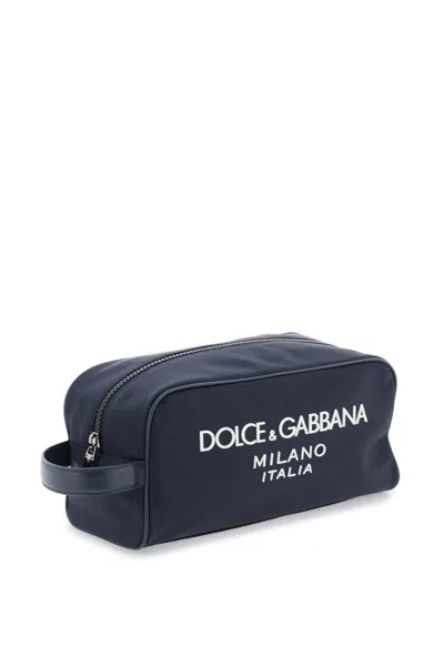 Shop Dolce & Gabbana Rubberized Logo Beauty Case In Blu