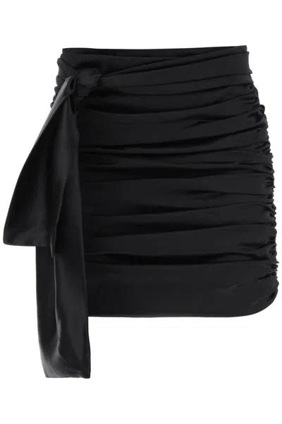 Shop Dolce & Gabbana Ruched Satin Mini Skirt In Nero