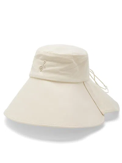 Shop Ruslan Baginskiy Cotton Hat With Bow Detail On The Back In Beige