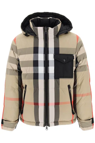 Shop Burberry Rutland Reversible Hooded Down Jacket In Beige