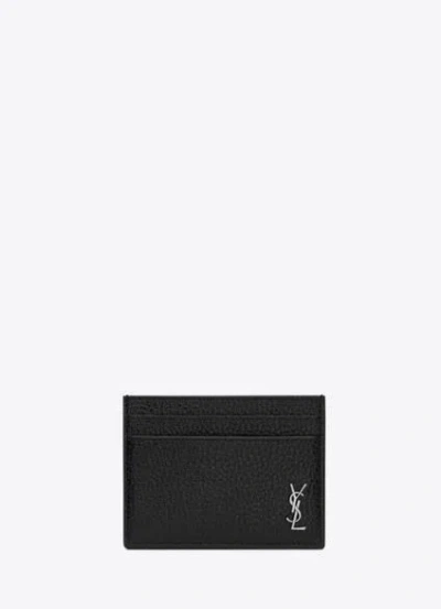Shop Saint Laurent "cassandre" Logo-plaque Leather Cardholder In Black