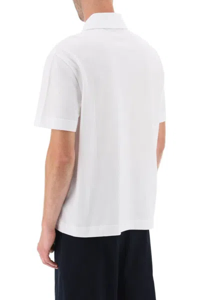 Shop Palm Angels Sartorial Tape Pique' Polo Shirt In Bianco