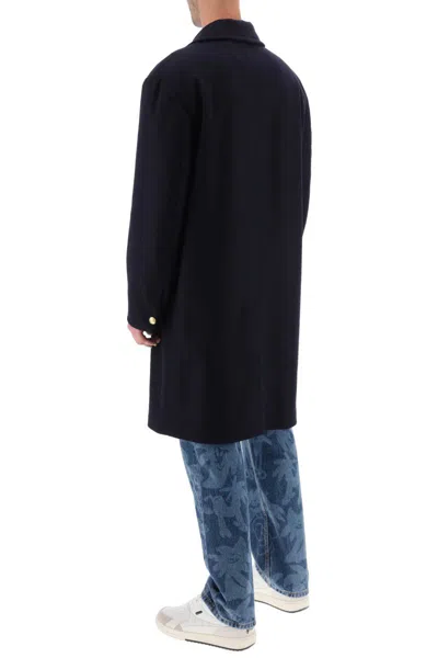 Shop Palm Angels Sartorial Tape Wool Cashmere Coat In Blu