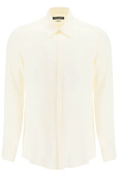Shop Dolce & Gabbana Satin 'martini' Shirt In Bianco