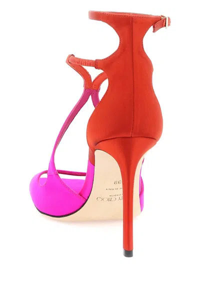 Shop Jimmy Choo Satin Azia 95 Sandals In Rosso