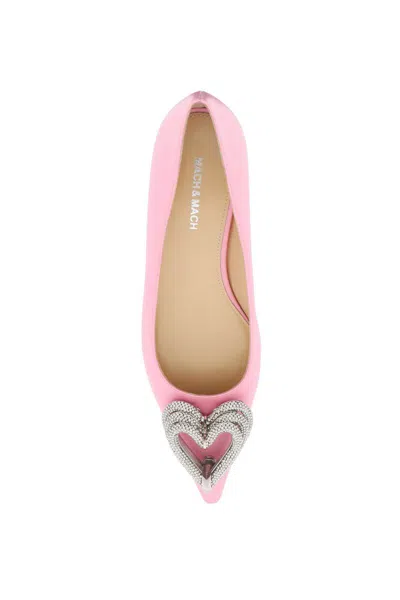 Shop Mach E Mach Satin Ballet Flats With Crystals In Rosa