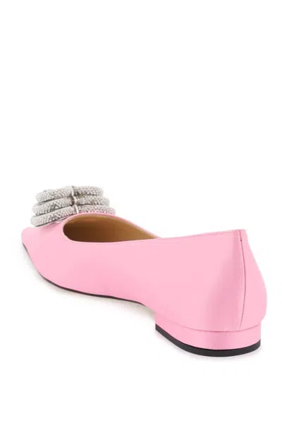 Shop Mach E Mach Satin Ballet Flats With Crystals In Rosa