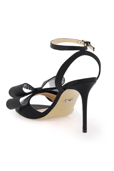 Shop Mach E Mach Satin Le Cadeau Sandals With Double Bow In Nero