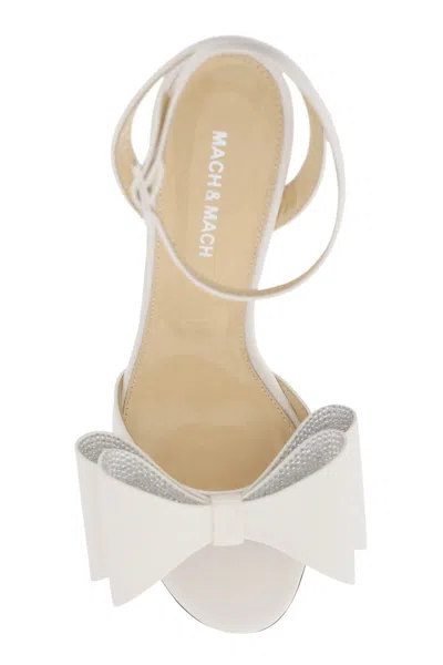 Shop Mach E Mach Satin Le Cadeau Sandals With Double Bow In Bianco