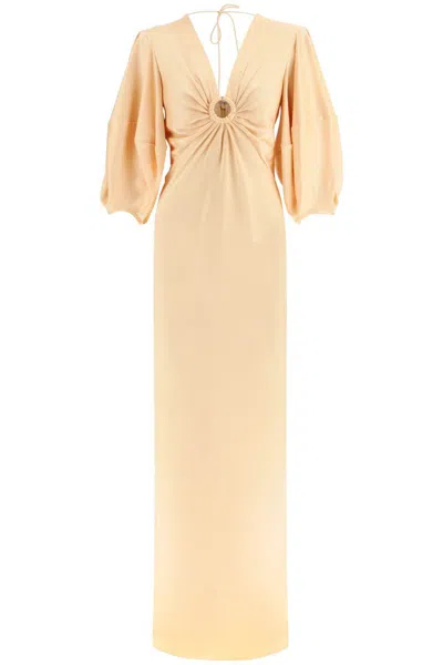 Shop Stella Mccartney Satin Maxi Dress With Cut-out Ring Detail In Rosa