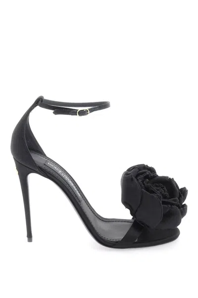 Shop Dolce & Gabbana Satin Sandals In Nero