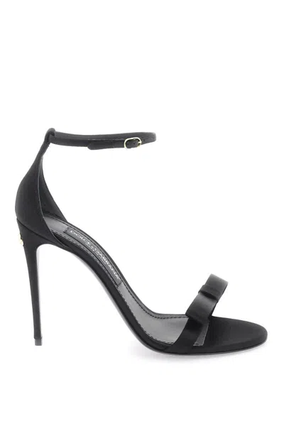 Shop Dolce & Gabbana Satin Sandals In Nero