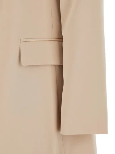 Shop Plain Beige Open Jacket With Shawl Neckline In Satin Fabric Woman