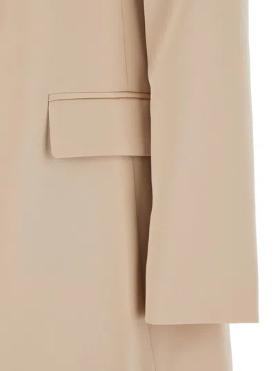 Plain Beige Open Jacket With Shawl Neckline In Beige