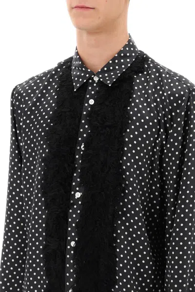 Shop Comme Des Garçons Homme Deux Satin Shirt With Eco-fur Inserts In Bianco