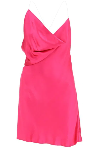 Shop Y/project Satin Slip Dress In Fuxia