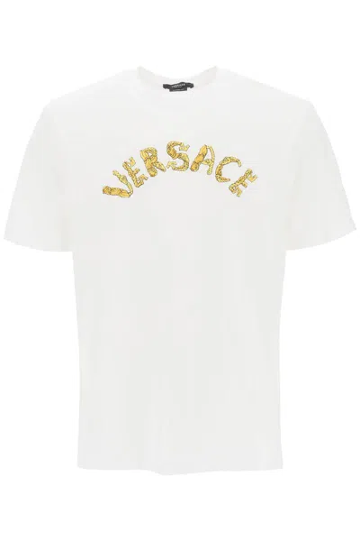 Shop Versace Seashell Baroque T-shirt In Bianco