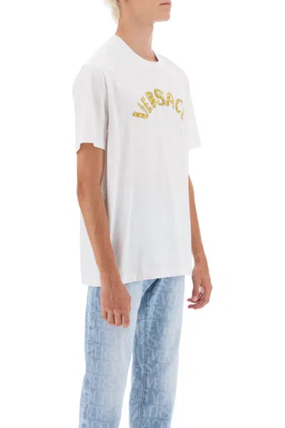 Shop Versace Seashell Baroque T-shirt In Bianco