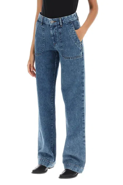 Shop Apc Seaside Wide Leg Jeans In Blu