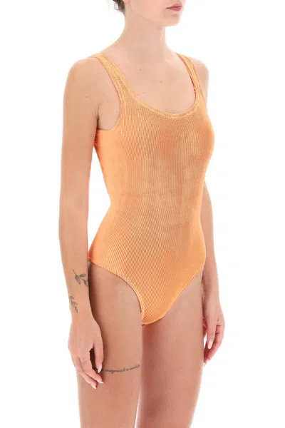 Shop Manebi Seersucker One-piece Swimsuit In Arancio