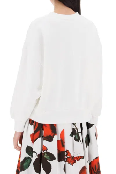 Shop Alexander Mcqueen Shadow Rose Sweatshirt In Bianco