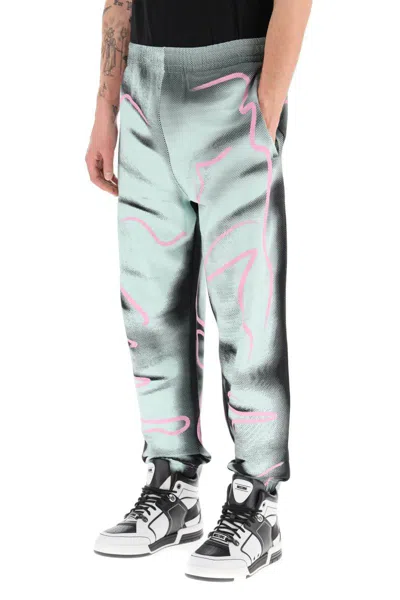 Shop Moschino Shadows & Squiggles Jogger Pants In Celeste