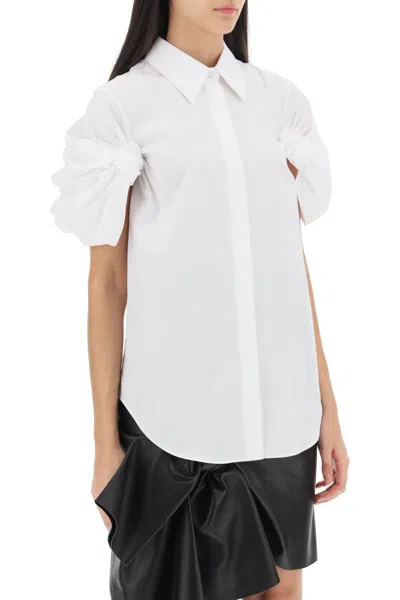 Shop Alexander Mcqueen Shirt With Knotted Short Sleeves In Bianco