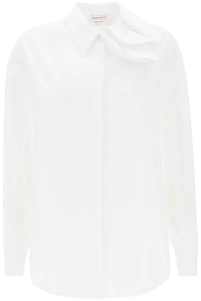 Shop Alexander Mcqueen Shirt With Orchid Detail In Bianco