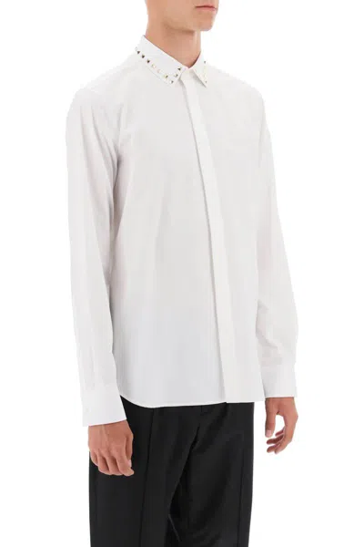 Shop Valentino Shirt With Rockstud Untitled Studs In Bianco