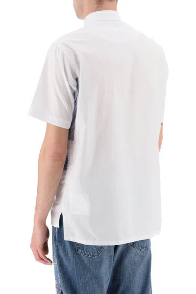 Shop Junya Watanabe Short Sleeve Patchwork Shirt In Bianco