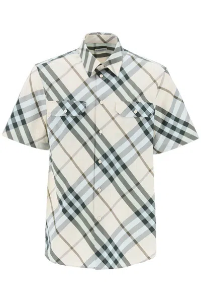 Shop Burberry Short-sleeved Checkered Shirt In Neutro